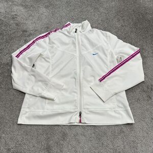 Nike Medium Weight Active Jacket Women XL White Full Zip Pocket Athletic Outdoor